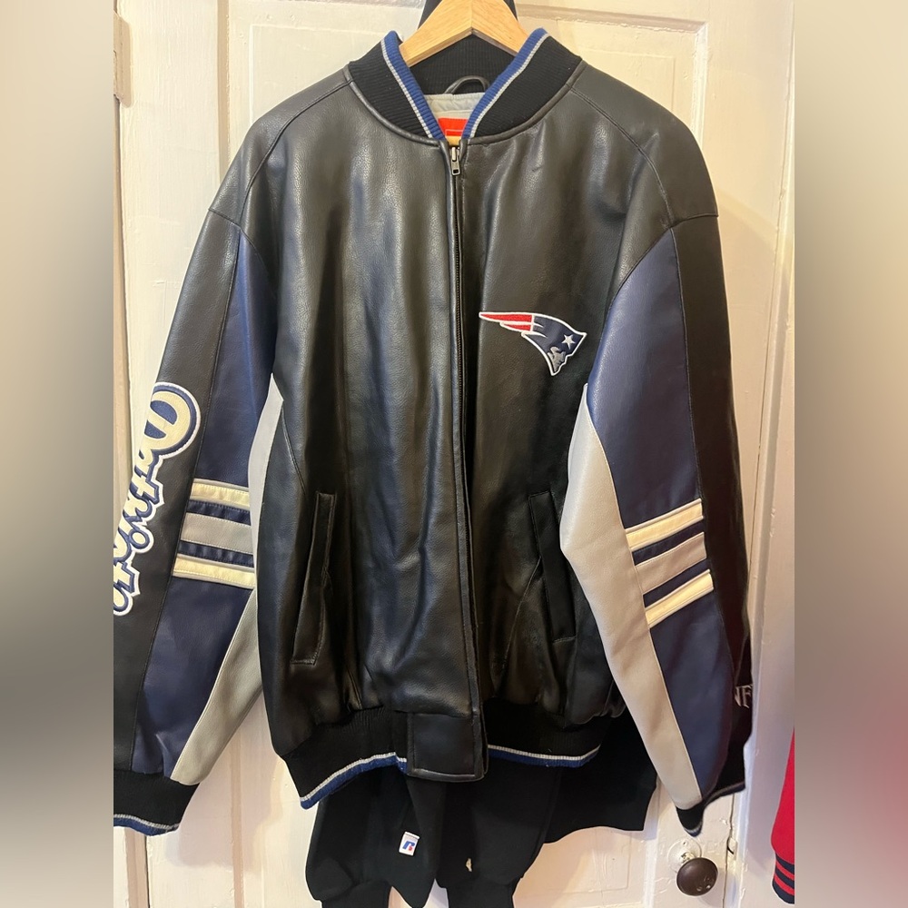 Y2K Patriots Black and Blue Varsity Jacket